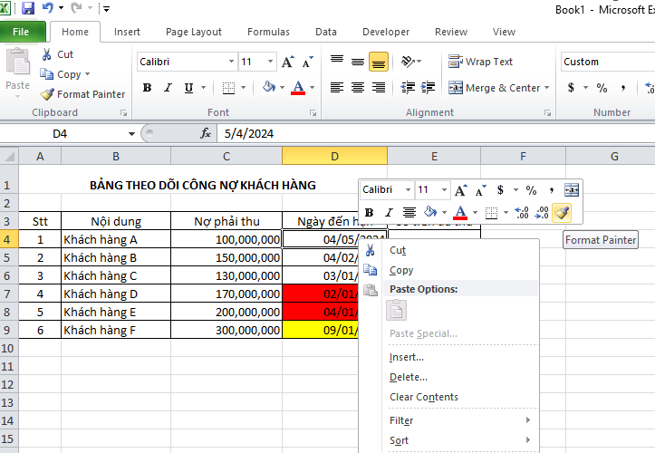 Tự động cảnh báo ngày đến hạn trong excel 5 Canhbao5.2